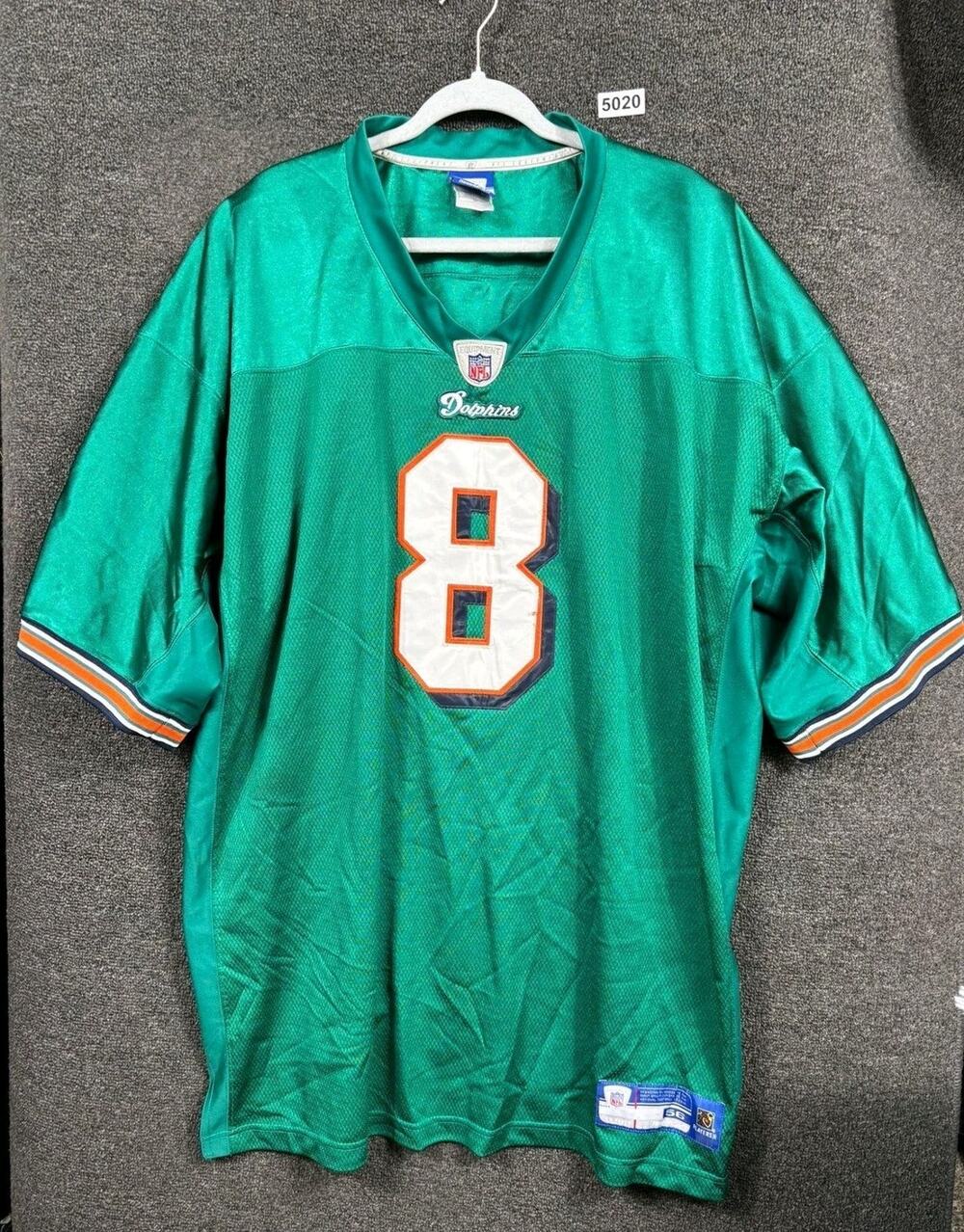 Miami Dolphins Jersey Mens 56 Teal Aqua NFL Football Reebok Daunte Culpepper